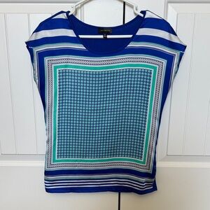 The Limited Blue & Teal Printed Short Sleeve Top